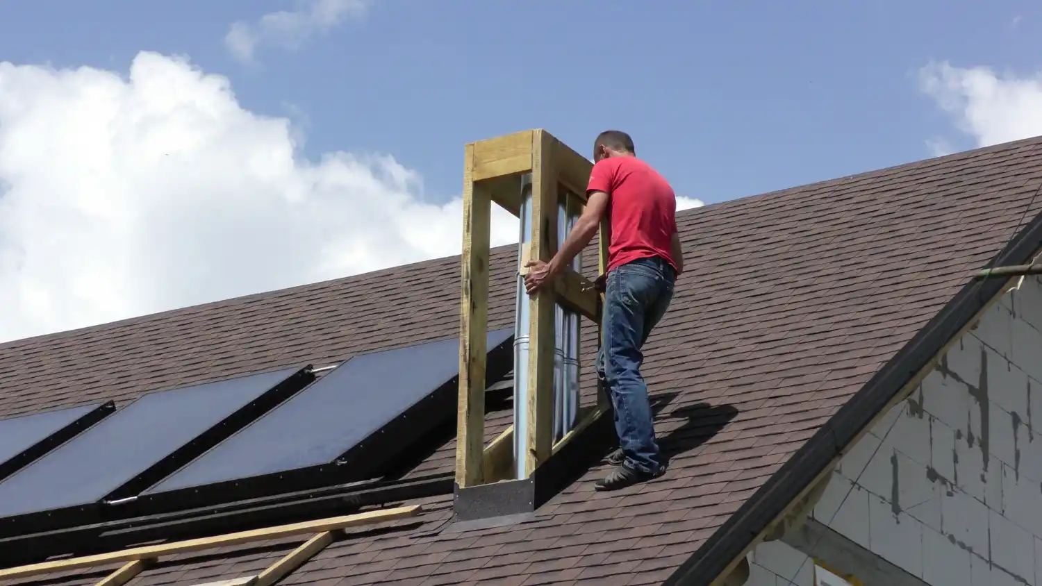 Emergency roofing specialists repairing severe roof leak in Plano KY after storm and weather damage.